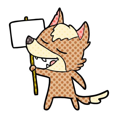 vektör çizim karikatür kurt gülen