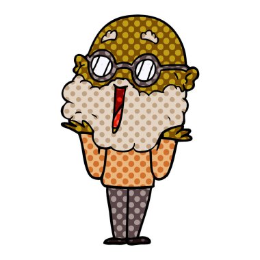 Sakal shrugging ile neşeli adam çizgi film