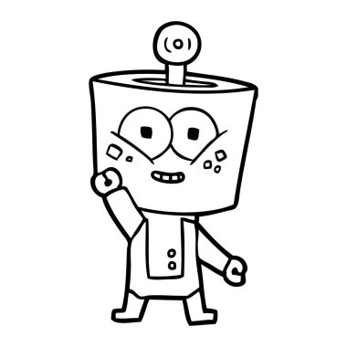 mutlu karikatür robot sallayarak Merhaba