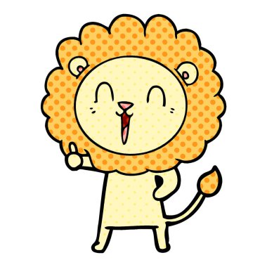 Aslan karikatür gülen vektör çizim
