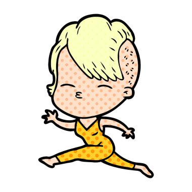 vektör çizim karikatür kız sıçramak