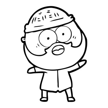 şaşırmış sakallı adam çizgi film