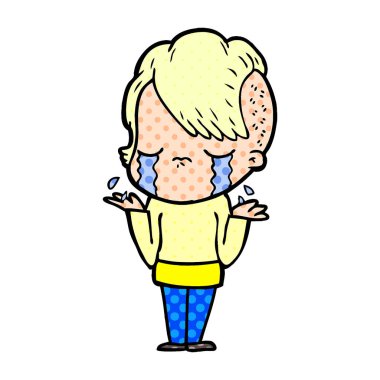 Ağlayan kızın vektör çizimi