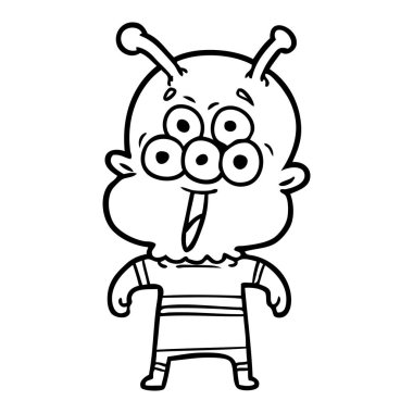 mutlu çizgi film uzaylı vektör çizim