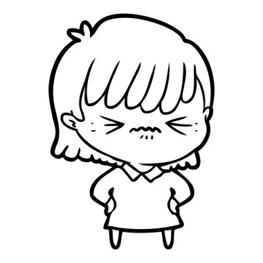 rahatsız çizgi film kız vektör çizim