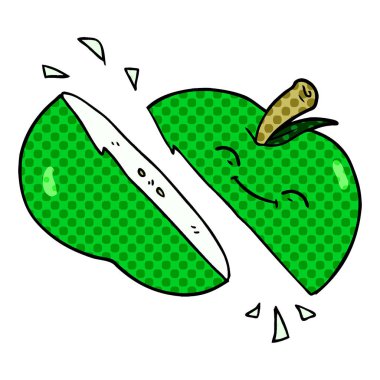 vektör çizim karikatür dilimlenmiş elma