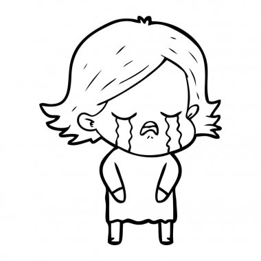 vektör çizim karikatür kız ağlıyor