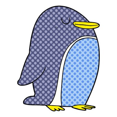 mutlu karikatür penguen vektör çizim