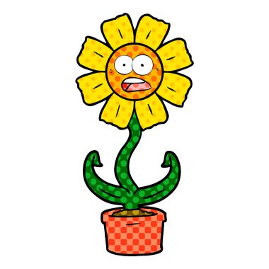 vektör çizim karikatür şok çiçek