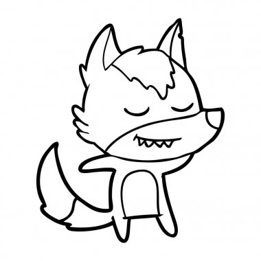 vektör çizim dostu karikatür kurt