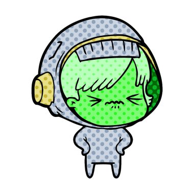 kızgın çizgi film alan kız kalça üzerinde elleriyle