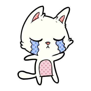 vektör çizim karikatür kedi ağlama