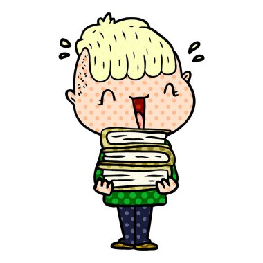 karikatür mutlu çocuk şaşırmış