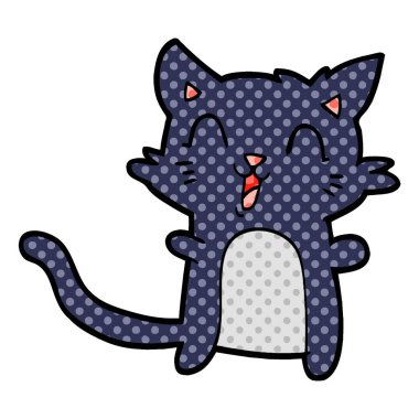 vektör çizim karikatür mutlu kedi