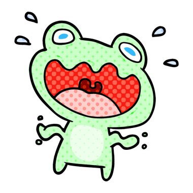 sevimli çizgi kurbağa vektör çizim