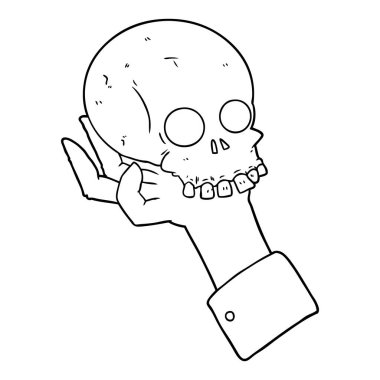 çizgi film el holding kafatası