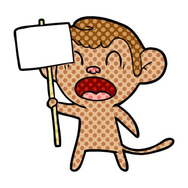 bağırarak karikatür maymun vektör çizim