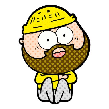 şaşırmış sakallı adam çizgi film