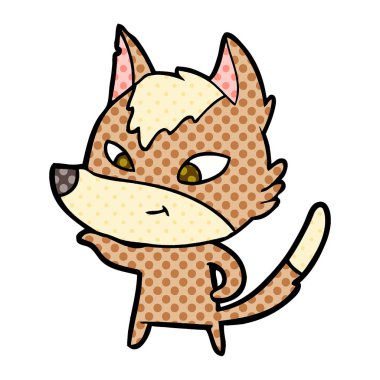 vektör çizim dostu karikatür kurt