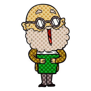 çizgi film neşeli adam sakal ve kitap