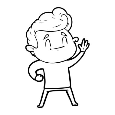 mutlu çizgi film adam vektör çizim