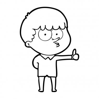 Tabela Yaşasın vererek karikatür meraklı çocuk