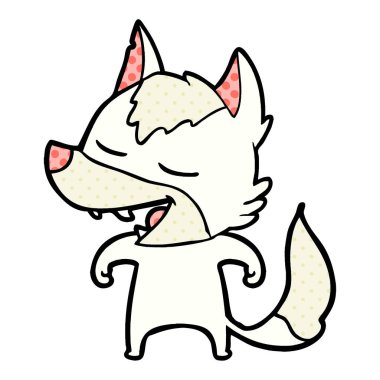 vektör çizim karikatür kurt gülen