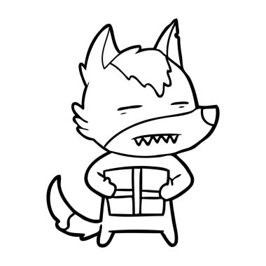 çizgi film kurt bir hediye ile