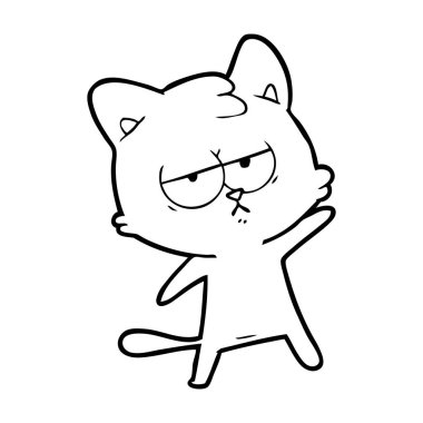 vektör çizim sıkılmış karikatür kedi