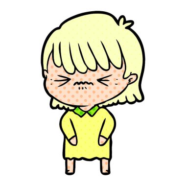 rahatsız çizgi film kız vektör çizim