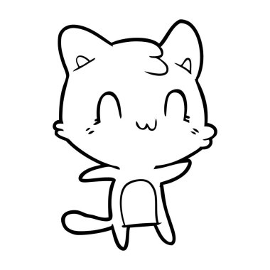 vektör çizim karikatür mutlu kedi