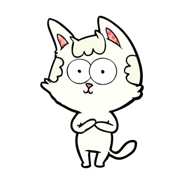 vektör çizim karikatür mutlu kedi