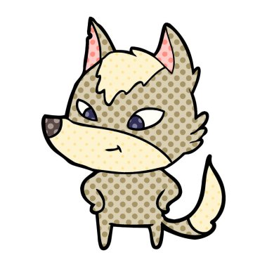 vektör çizim dostu karikatür kurt