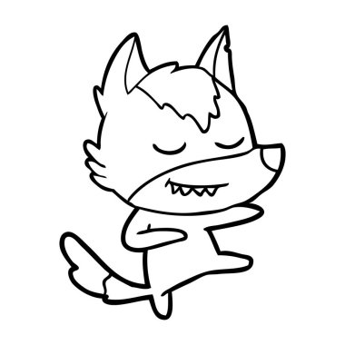 vektör çizim dostu karikatür kurt