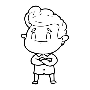 mutlu çizgi film adam vektör çizim