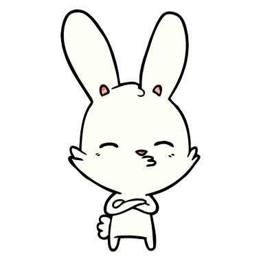 meraklı bunny çizgi vektör çizim