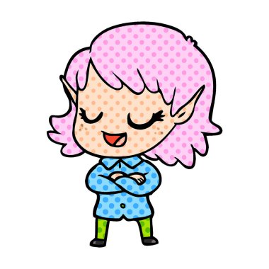 mutlu karikatür elf kızı