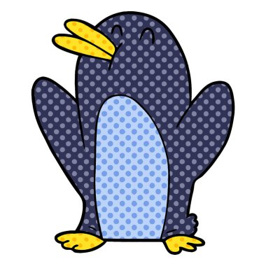 mutlu karikatür penguen vektör çizim