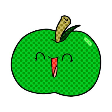 elma gülüyor karikatür vektör çizim