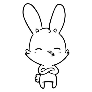 meraklı bunny çizgi vektör çizim