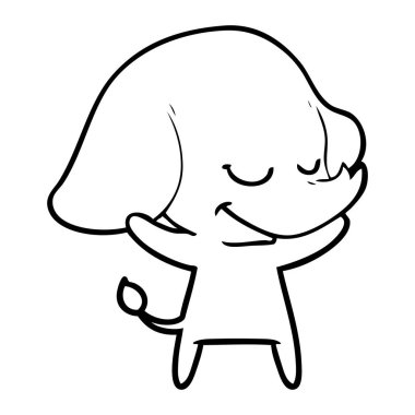 vektör çizim karikatür fil gülümseyen