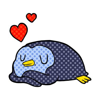 aşk kalp karikatür penguen