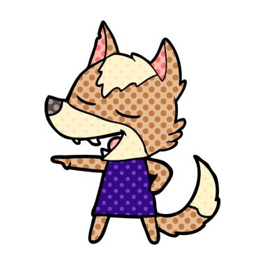 vektör çizim karikatür kurt gülen