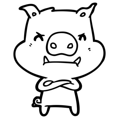 kızgın çizgi film domuz vektör çizim