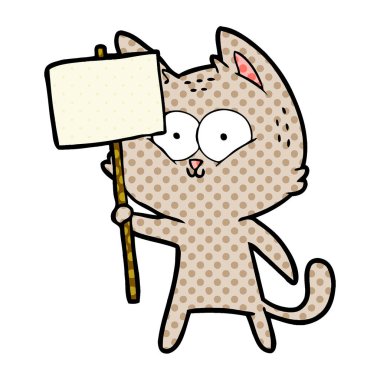 afiş ile karikatür kedi