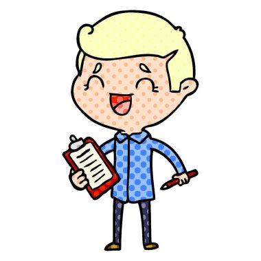 çizgi film klibi kurulu olan adam gülüyor