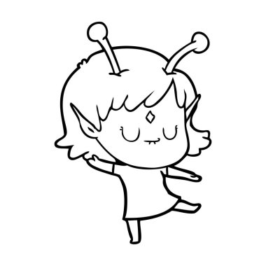 vektör çizim karikatür uzaylı kız