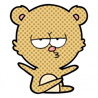 vektör çizim sıkılmış ayı çizgi film