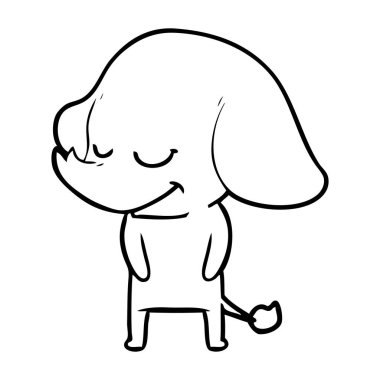 vektör çizim karikatür fil gülümseyen