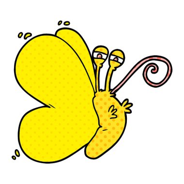 Komik karikatür kelebek vektör çizim